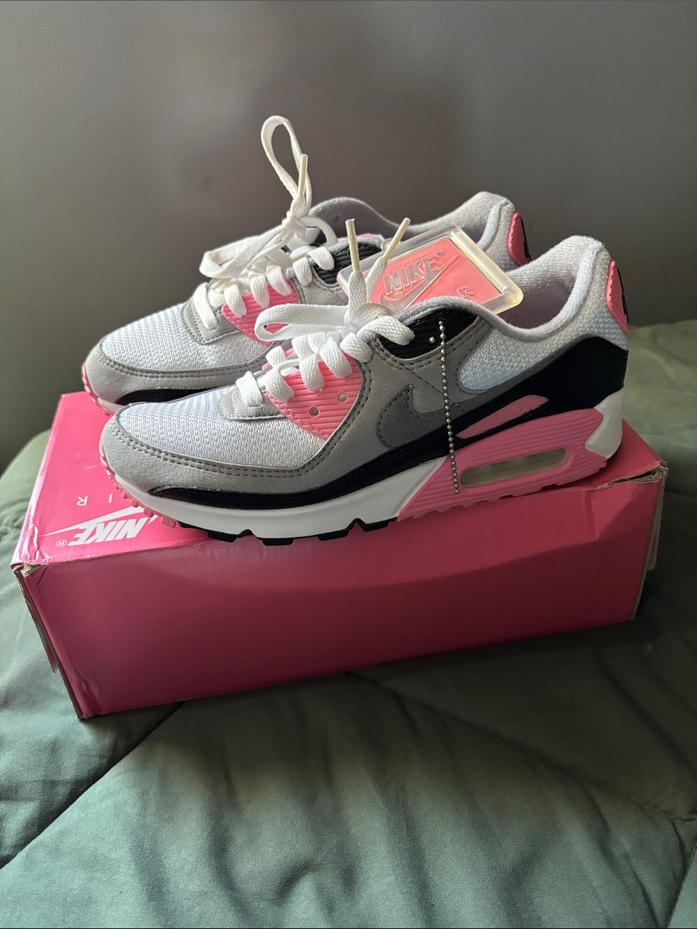 Nike Women’s Air Max 90 - White, Gray & Pink Accents